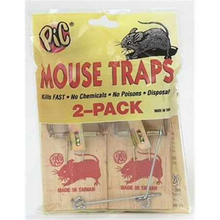 Pic MTW-2C/S Wood Mouse Traps - 12 Pack - Pack of 12