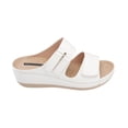 thumbnail image 2 of GC Shoes Womens Open Toe Wedge Sandals, Comfy Vegan Leather Slip On Low Heel Double Buckle Strap Slide Platform, White/Size 6, 2 of 5