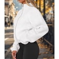 thumbnail image 5 of Womens Winter Fleece Jackets Long Sleeve Zip Up Cropped Warm Coats Fall Fashion Workout Outerwear Clothes White XXL, 5 of 8