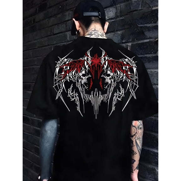 Men's Gothic Grunge Skeleton Graphic Short Sleeve T-Shirt