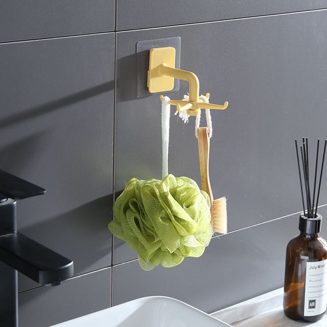 Gancho De Cocina Ganchos de cocina giratorios Adhesivo para puerta de pared Colgadores para bolsas de ropa (Amarillo) Wdftyju Libre de BPA