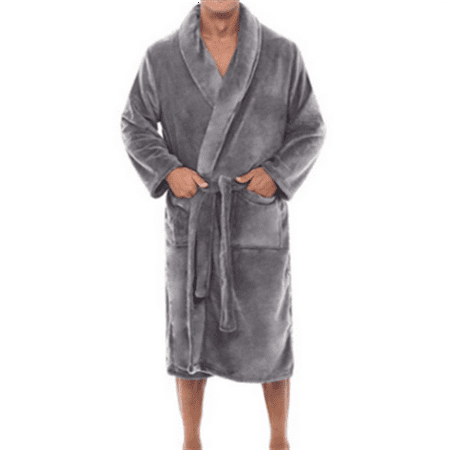 

Mens Velvet Long sleeve Long Gown Bathrobe Robe Winter Home Leisure Warm Pajamas