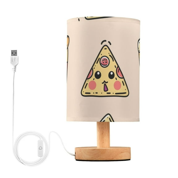 Cute Pizza Table Lamp for Desk Nightstand Lamp with USB Modern Gifts for Bedroom Living Room Kids Room