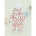 thumbnail image 2 of Jxzom Baby Girl Boy Easter Outfit Carrot Print Zipper Onesie Bunny Ear Hooded Romper Jumpsuit My First Easter Outfit, 2 of 7