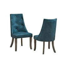 Kings Brand Furniture - Elmer Crystal-Tufted Upholstered Fabric Dining Room Chairs, Set of 2, Blue