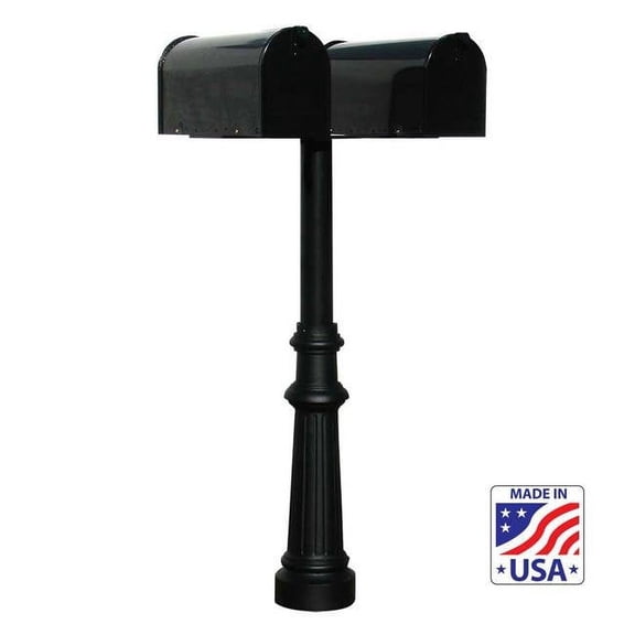 QualArc HPNS2-US-800-E1 6 in. The Hanford TWIN No Scrolls Mailbox Post System - Black