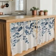 thumbnail image 6 of Navy Blue Eucalyptus Tier Curtains 36 Inch Length, Farmhouse Weeping Leaves Linen Cafe Short Curtains for Bathroom Over Sink, Small Kitchen Curtain Light Filtering Tiered Drapes 2 Panels 27.5"Wx36"L, 6 of 8