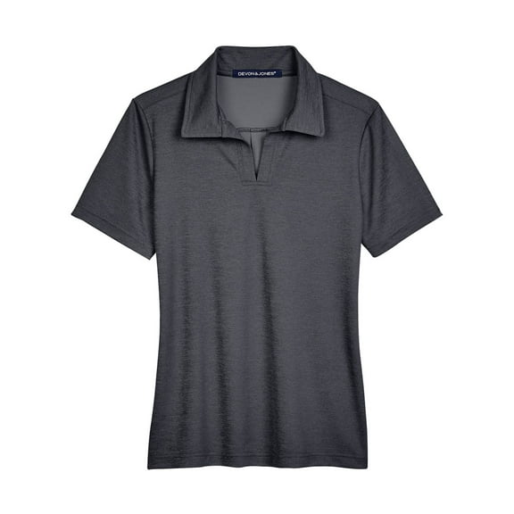 Devon & Jones DG22W Women's CrownLux Performance Address Melange Polo-Black Heather-2XL