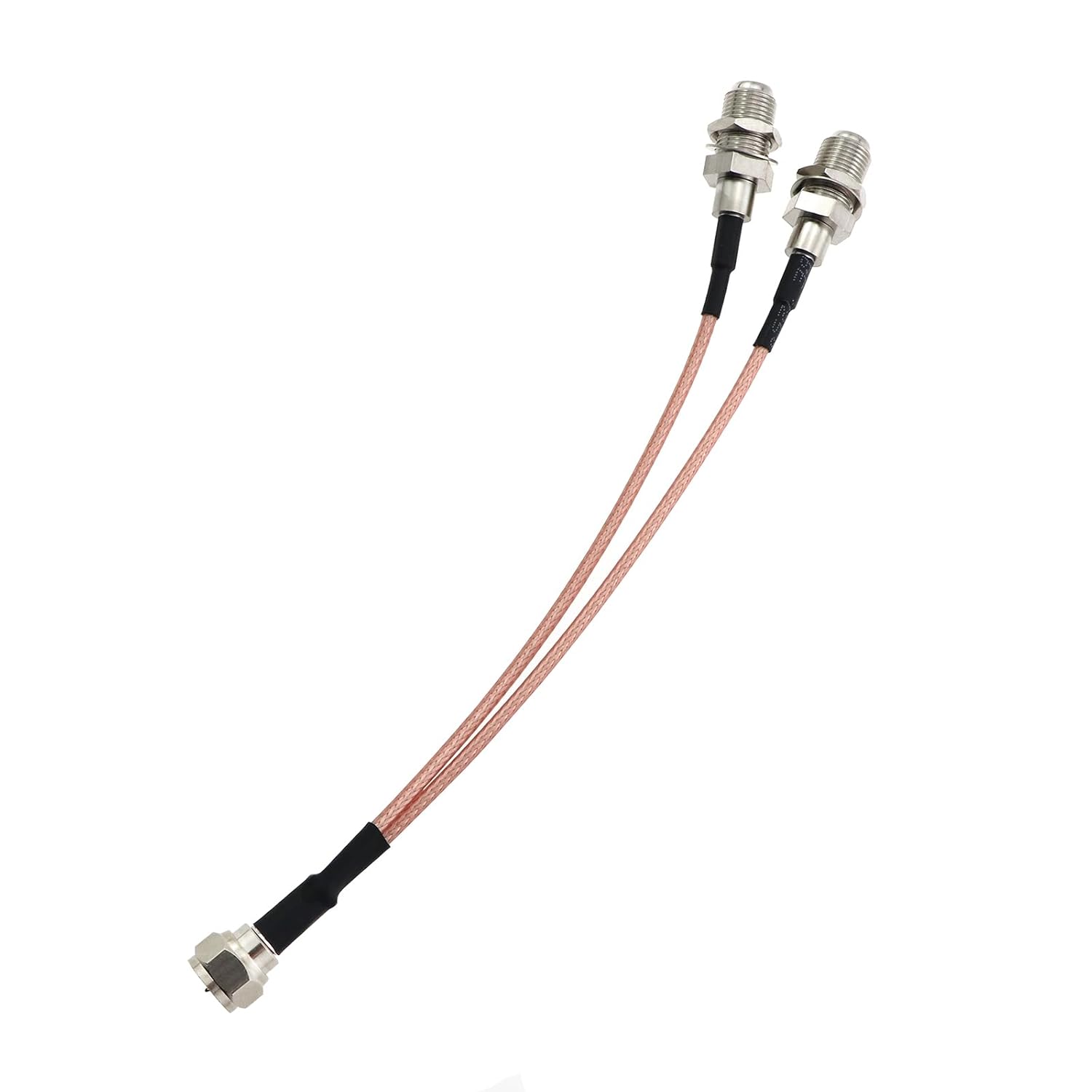 F Type RG6 Splitter Coaxial Cable F Male to F Dual Female RG316 Coaxial Cable 6 Inch 75Ohm TV Antenna 3-Way Splitter TV Set-Top Box Splitter Cable Cord