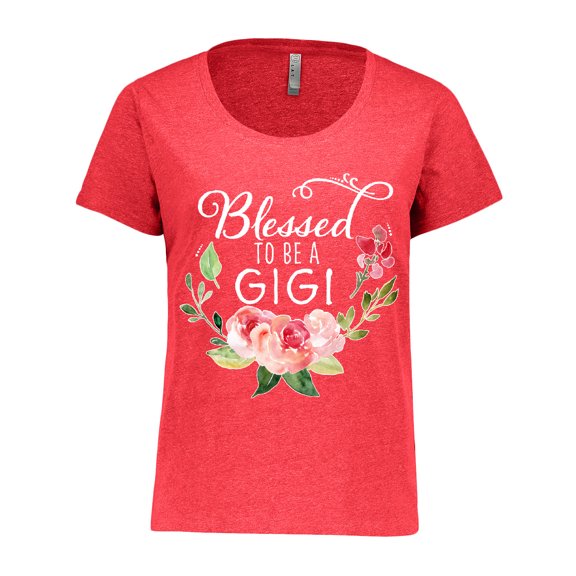 Inktastic Blessed to Be a Gigi with Pink Flowers Women's Plus Size T-Shirt
