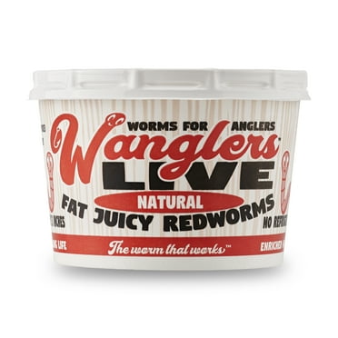 Wanglers Natural Fat Redworm Live Bait, 30 Count