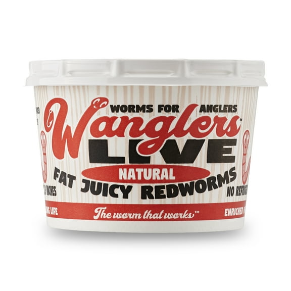 Wanglers Natural Fat Redworm Live Bait, 30 Count