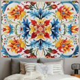 thumbnail image 2 of Antique Tapestry, Ottoman Turkish Floral Pattern Tulips Medieval Baroque Effect on Dated Art, Wide Wall Hanging for Bedroom Living Room Dorm, Pale Blue, 2 of 6