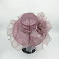 thumbnail image 2 of Yoyauz Women Sun Hat with Mesh Flower Decoration Wide Brim Hat Occasion Event Organza Fancy Church Dress Hat, 2 of 6