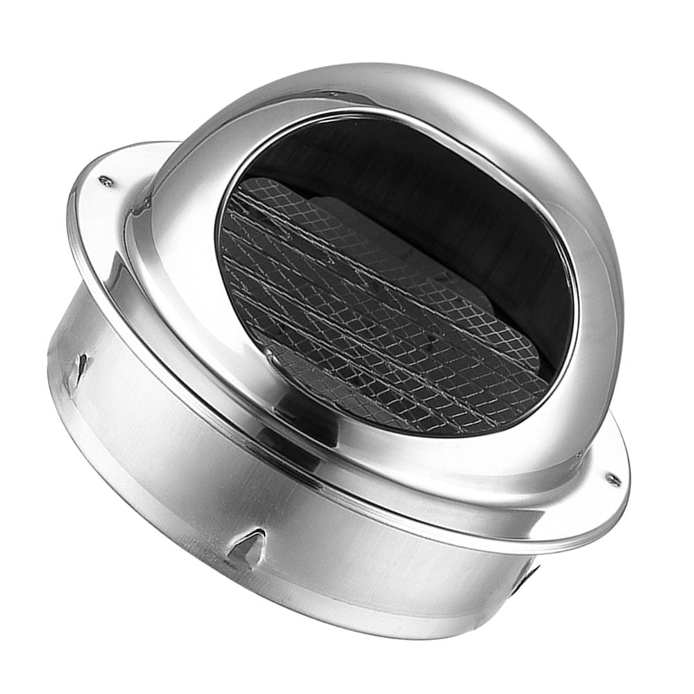 LOLIPPYY 1Pc Stainless Steel Exhaust Hood Cover with Mosquito Filter for Home Ventilation Plated Silver