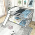 thumbnail image 3 of Harper & Bright Designs Floor Bunk Beds, Full Over Full Bunk Bed with Convertible Slide, Wooden Low Bunk Bed Frame for Bedroom, Gray, 3 of 11