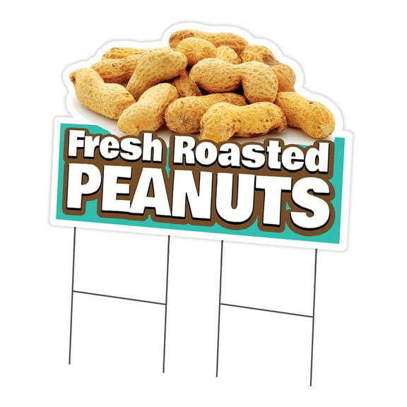 Fresh Roasted Peanuts 24" x 36" Yard Sign & Stake | Advertise Your Business | Stake Included Image On Front Only | Made in The USA