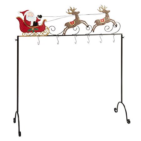 Nantucket Home Metal Freestanding Floor Christmas Stocking Holder Santa And Reindeer