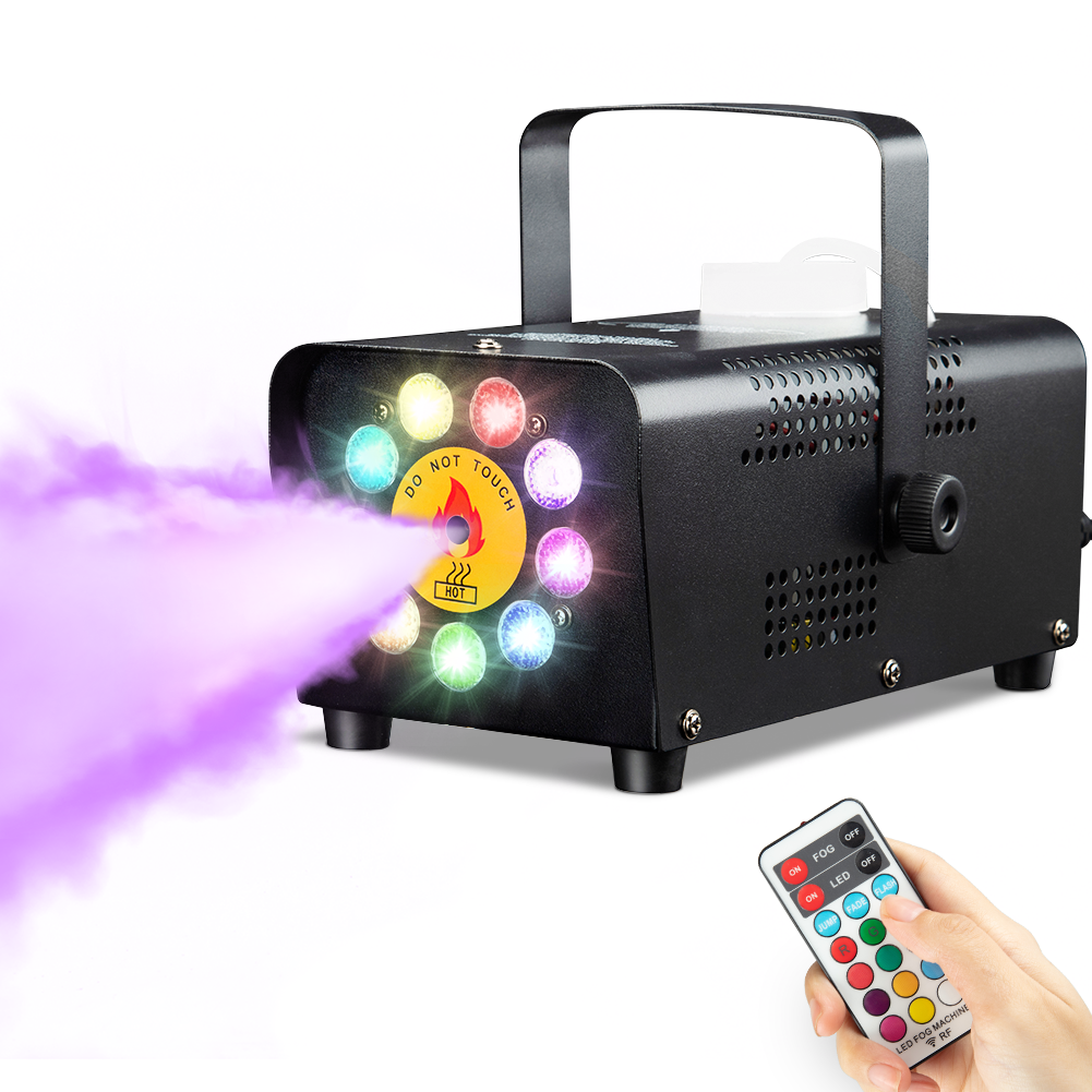 Mulanimo Fog Machine with 12 Colors & 3 Strobe Effect, 500W Smoke