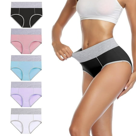 GHSOHS Womens Underwear Panty Underwear Sets for Women Lace Boyshorts Panties for Underwear High Waist Cotton Soft Full Cover Underpants Pack Of 5 Cotton Crotch Seamless Underpants Pink Briefs H 3XL