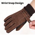 thumbnail image 3 of YAOBAMM Warm Gloves 1 Pair Men Autumn Winter Suede Double Layer Touch Screen Thermal Fleece Lined Riding Mittens Ribbed Cuffs, 3 of 6