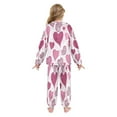 thumbnail image 3 of Fluffy Pajamas Set Fuzzy Winter Warm Pj Sets Pullover Tops and Long Pants Pink and Maroon Hearts Medium, 3 of 8