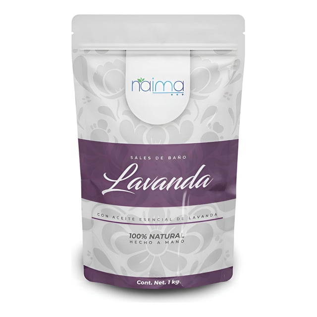 NAIMA Sal Epsom Lavanda, 1kg | Sulfato de Magnesio 100% Puro y Vegano | Baños Relajantes y Terapéuticos con Aroma de Lavanda | Ideal para Cuidado de Piel y Pies | Sin Colorantes Artificiales