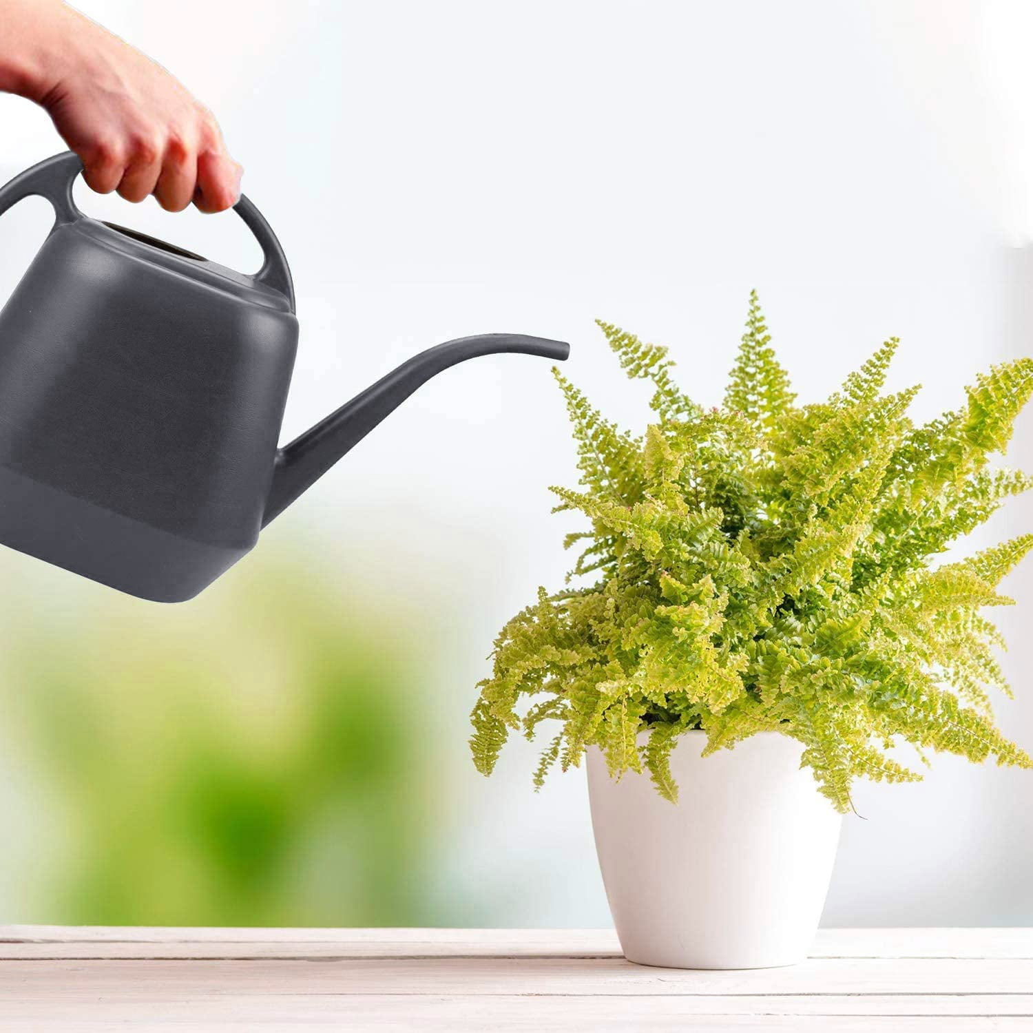 Plastic Watering Can, Grey, 1-Gallon