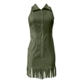 thumbnail image 4 of HJYCHN Womens Dresses Lapel Collar Sleeveless Figure Hugging Dress with Fringe Embellishment Formal Dresses for Women Green XL, 4 of 4
