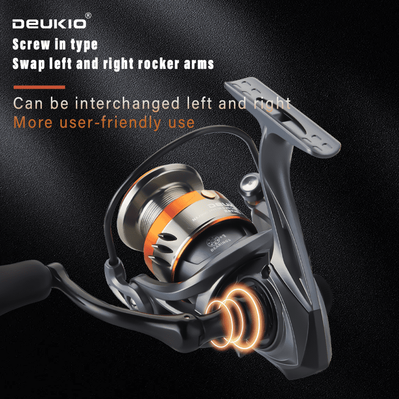 DEUKIO Spinning Fishing Reel No Gaps 3+1 Stainless-Steel Ball Bearings CNC Spool Handle 5.2:1 Gear Ratio 12kg Max Drag Saltwater