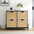 thumbnail image 3 of Natural Rattan 4 Flip Door Shoe Cabinet Organizer Freestanding Wooden Shoe Rack Storage Cabinet with 3-Tier Adjustable Shelves for Heels, Slippers, Free Standing Shoe Rack, 3 of 7