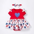 thumbnail image 7 of Ruyang 2 Piece Patriotic Outfits for Toddlers American Flag Heart Star Print Dress and Headband Summer 4th of July Clothes, 7 of 7