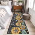 thumbnail image 5 of Sunflowers Rustic Area Rugs 2x6 for Kitchen Runner Rug, Spring Summer Pastoral Flowers Black Non Slip Washable Rug Runner, Low Pile Indoor Floor Carpet Mat Bathroom Rugs for Bedroom, Kids Room, 5 of 9