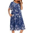 thumbnail image 2 of Ekouaer Womens Nightgown Short Sleeve House Dress with Pockets-Floral Print Mumu Dress, 2 of 6