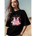 thumbnail image 3 of Women's T-Shirt,Short Sleeve Tee Shirts Casual Tops Valentine's Day Gnome Pink Heart Crewneck T Shirt for Women, 3 of 8