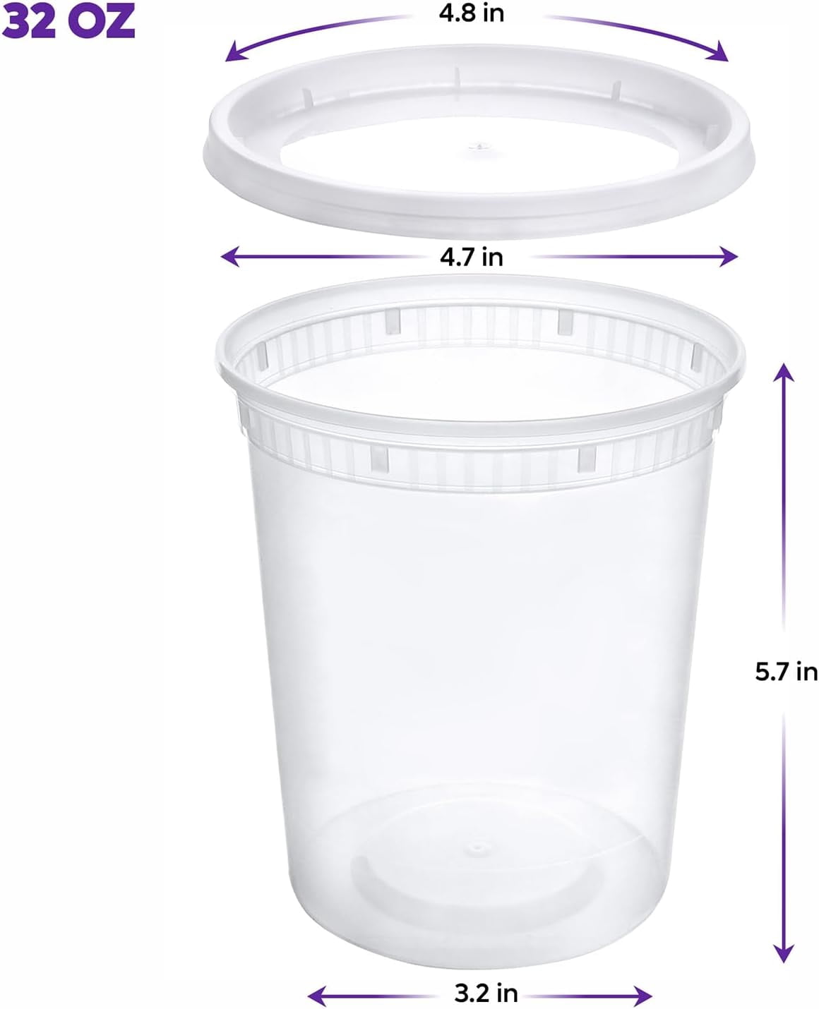 Pantry Value 32 Oz Deli Containers with Lids Food Prep Containers, 24-Pack