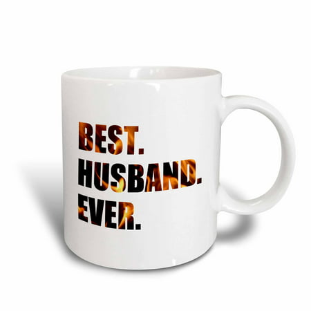3dRose Best Husband Ever - cut out of orange black fiery flames fire graphic, Ceramic Mug,