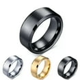 thumbnail image 3 of RSAMD 8MM Stainless Steel Ring Band Titanium Black Men's SZ 6 to 12 Wedding Rings-Black-7, 3 of 8