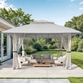 thumbnail image 2 of Vitarpatio 13x13 Pop Up Gazebo with Mosquito Netting, Instant Canopy Tent Gazebos Outdoor Gazebo with 2 Tier Roof, 3 Adjustable Height and 4 Sandbags, Light Gray, 2 of 10