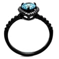 thumbnail image 3 of Womens Black Aquamarine Ring Anillo Para Mujer Stainless Steel Ring with AAA Grade CZ in Sea Blue Harriet, 3 of 4