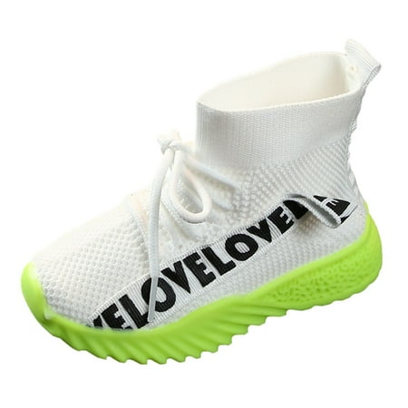 

jsaierl Children Kids Baby Girls Boys Letter Stretch Run Sneakers Sport Shoes Boots