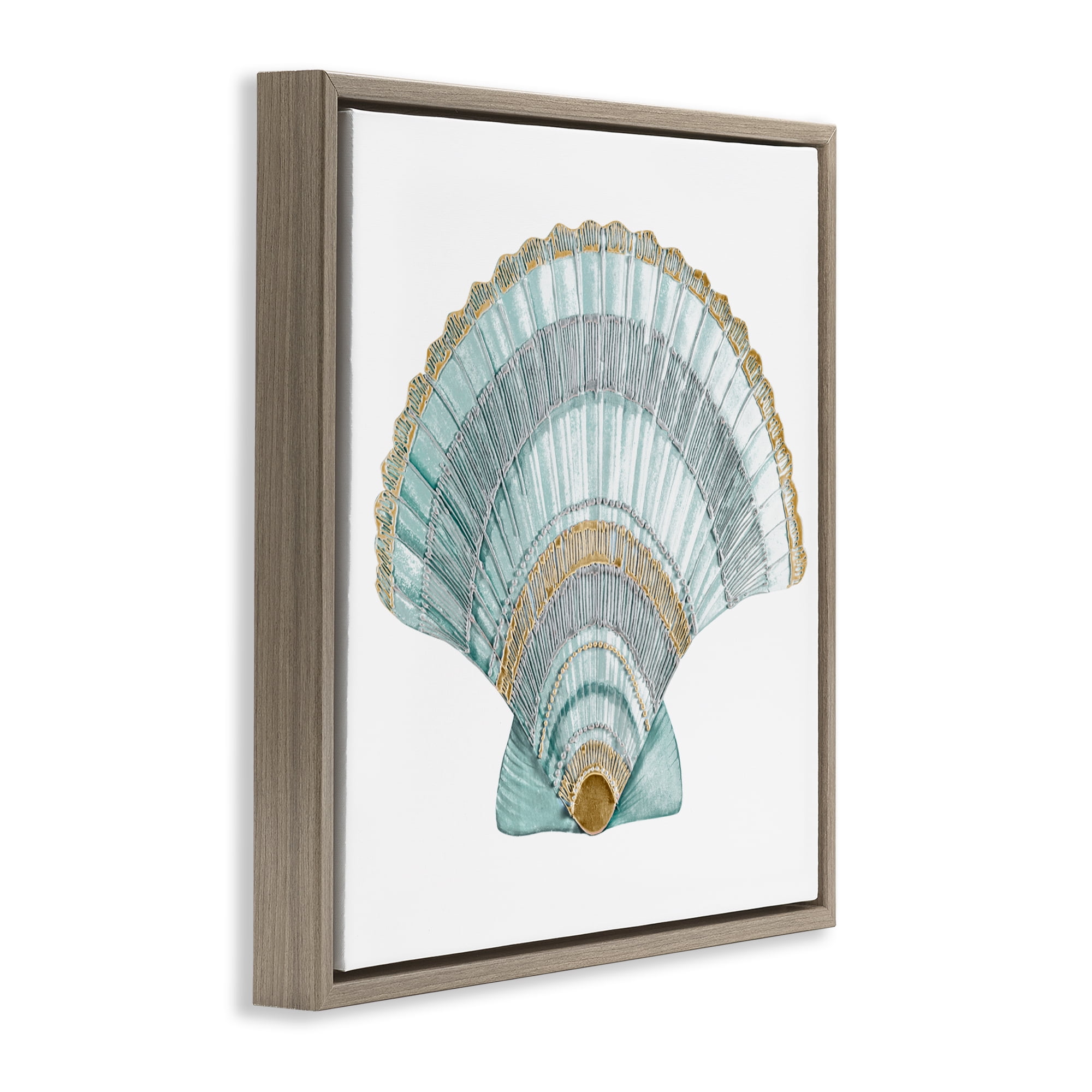 Stupell Industries Regal Shells Scallop Brown Framed Floater Canvas Wall Art, design by Lorenzo Collective