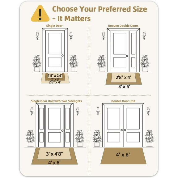 Large Front Door Mat Indoor Entrance Non Slip Rubber Backed, 32"x48" Indoor Door Mats for Entryway, Dirt Trapper Double Doormat, Washable Front Door Rugs, Khaki (Rolled-up NO Creases)