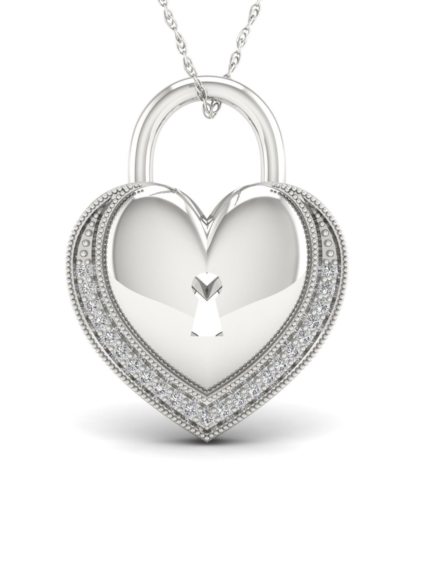 H-I,I3 Sterling Silver 1/10ct TDW Diamond Heart MOM Necklace