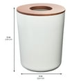 thumbnail image 4 of iDesign Bathroom Vanity Trash Can, 2.2 Gallon Round Steel and Wood Lid Garbage Bin, Coconut White, 4 of 8