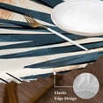 thumbnail image 4 of Bohemian Nordic Round Fitted Table Cover Green Orange Simple Abstract Leaves Waterproof Table Cloth with Elastic Edge Wipeable Tablecloth for Picnic Camping Party Fits 55"-60" Diameter, 4 of 8