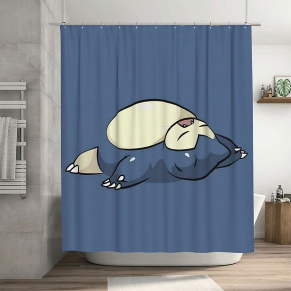 Snorlax Shower Curtain Cartoon Art Bath Shower Curtains with 12 Hooks, Waterproof Washable Polyester Bathroom Home Decor Set 72x72 Inch, Iron