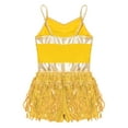 thumbnail image 6 of iEFiEL Kids Girls Sparkly Sequins Tassel Latin Jazz Leotard Costume Dance Performance Jumpsuit Gold 14, 6 of 7