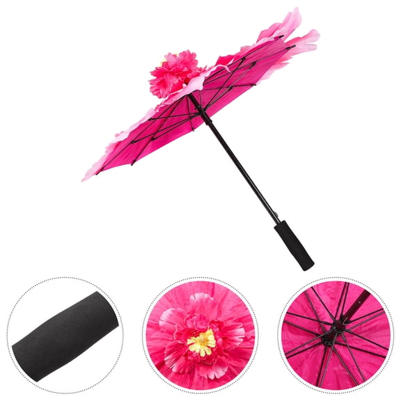 Niceauty Rosy Peony Flower Performance Umbrella Decorative Umbrella for Party Wedding and Stage