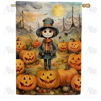 America Forever Spooky Halloween House Flag 28 x 40 inch Double Sided Outside, Happy Halloween Ghost Pumpkin Jack O'Lantern Holiday Yard Outdoor Decorative Flag